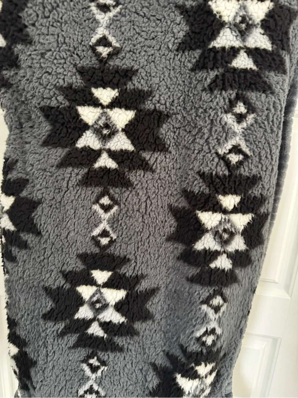 Wrangler Black & Gray Aztec Patterned Sherpa Blanket